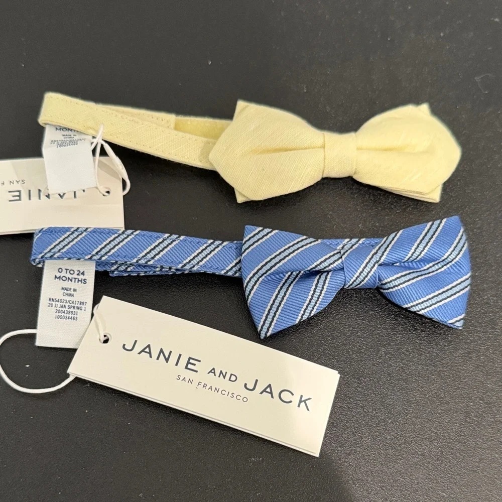 Janie and Jack Yellow and Blue Bow Tie Set Baby Size 0-24 Months New NWT